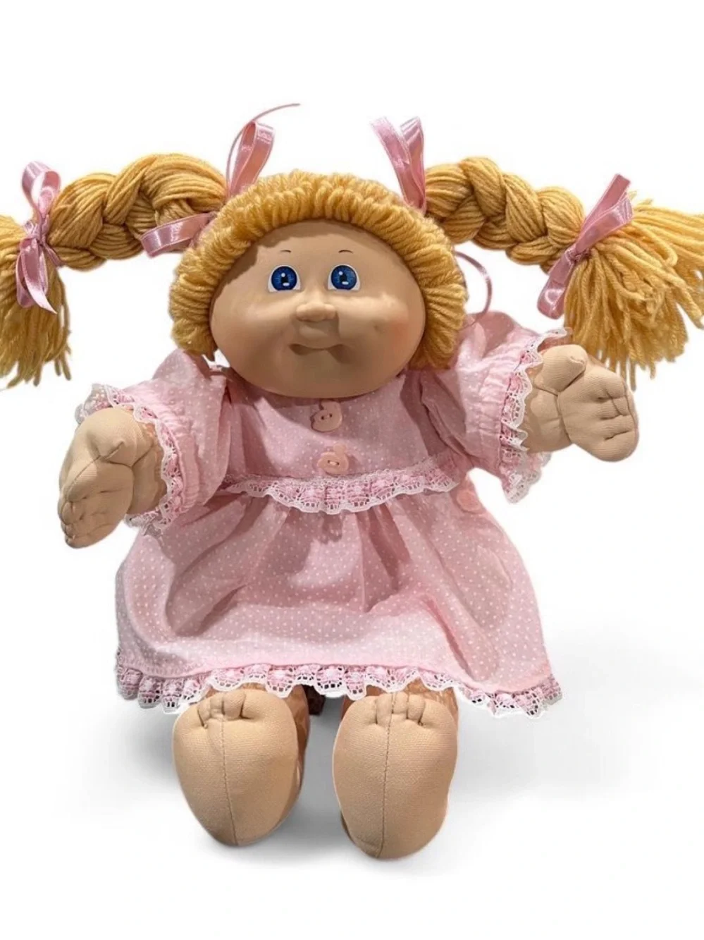 Vintage 80s Cabbage Patch Kids Pink Doll with Yarn Hair